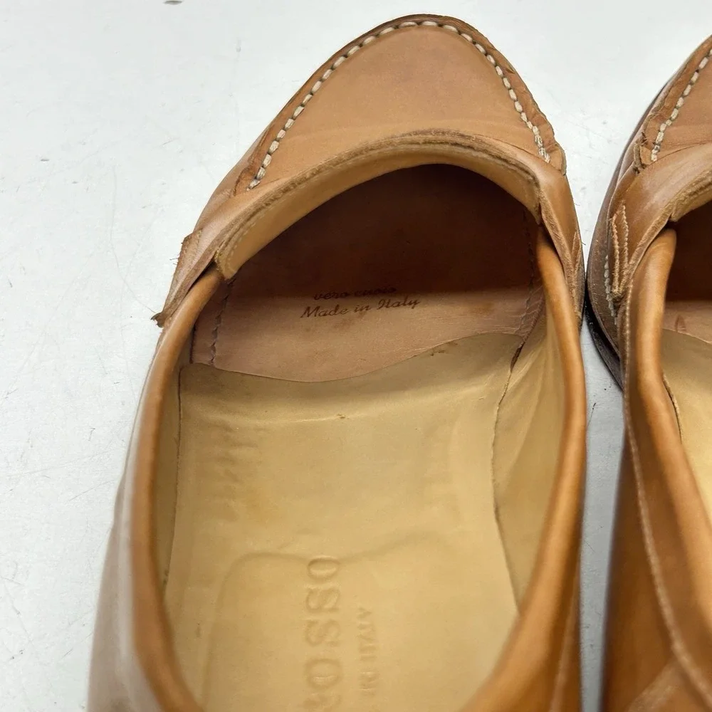 Scarosso‎ Men's Brown Leather Penny Loafers Shoes Made in Italy EU41, US8, UK7